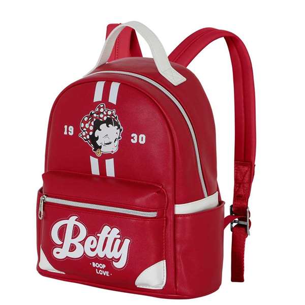 Karactermania Mochila Heady Betty Boop Varsity 24.5x15x29 cm - Sac à dos urbain PVC et polyester avec compartiments - Bordeaux