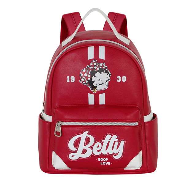 Karactermania Mochila Heady Betty Boop Varsity 24.5x15x29 cm - Sac à dos urbain PVC et polyester avec compartiments - Bordeaux