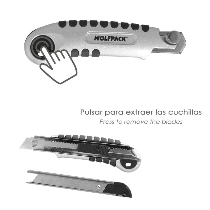 WOLFPACK LINEA PROFESIONAL Cutter Aluminium Professionnel 18mm avec 5 Lames SK5