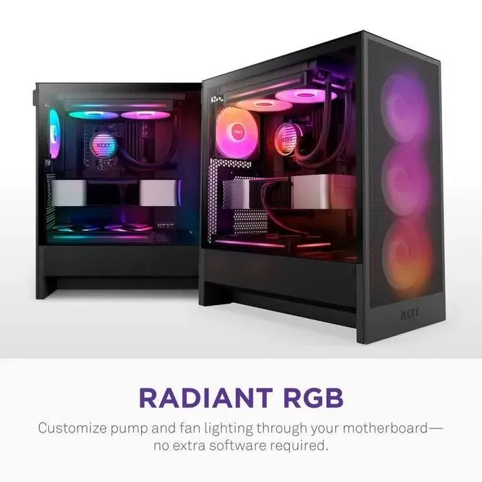 NZXT Kraken Core 240 RGB AIO - Refroidisseur liquide pour CPU Intel et AMD - Radiateur 240 mm avec ventilateurs - Compatible LGA 1851/1700, AM5/AM4 - Modèle RL-KR36C-B1 - Noir