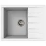 STRADOUR Évier de cuisine en résine SMC blanc uni à encastrer, modèle CUBE 1C XS, dimensions 62 x 50 cm avec vidage manuel