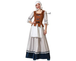 Atosa Déguisement de Servante Robe Blanche Femme Adulte M-L