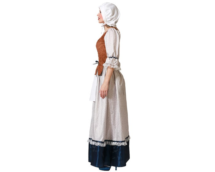 Atosa Déguisement de Servante Robe Blanche Femme Adulte M-L