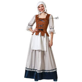 Déguisement Costume Serveuse du Moyen Âge Femme Adulte Blanc - Robe longue avec Chaleco et Tablier incorporés, Taille M-L, Polyester, Nouveauté 2023