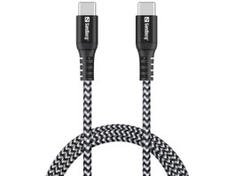 Sandberg Survivor Câble USB-C 1 Mètre 100W, Connecteurs Métal, Tressé Kevlar et Nylon, Charge et Synchronisation Rapides