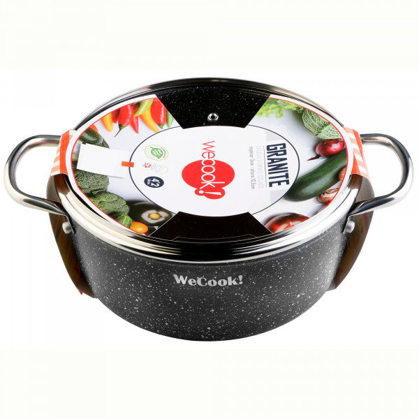 WECOOK Cazuela 24 cm avec Couvercle Antiadhésive Granite
