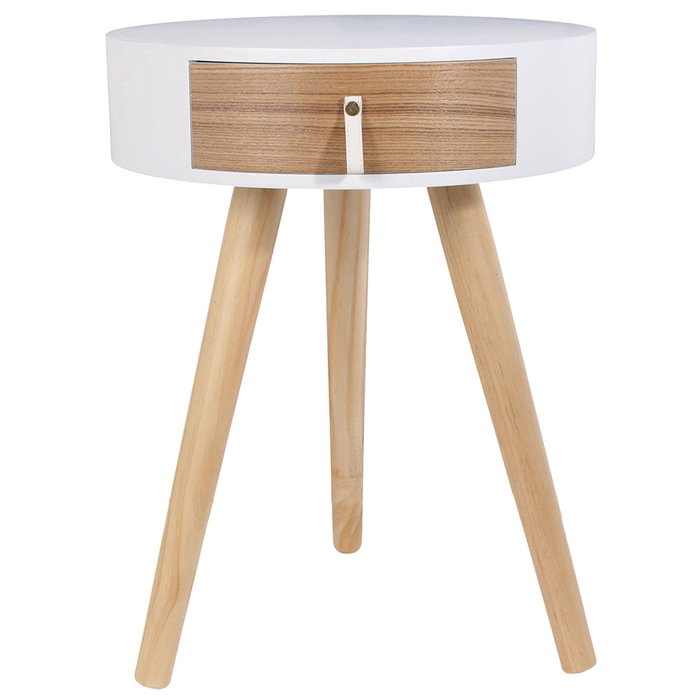 Home Deco Factory Table de nuit Nora blanche avec tiroir Home Deco Factory Table de nuit Nora blanche avec tiroir