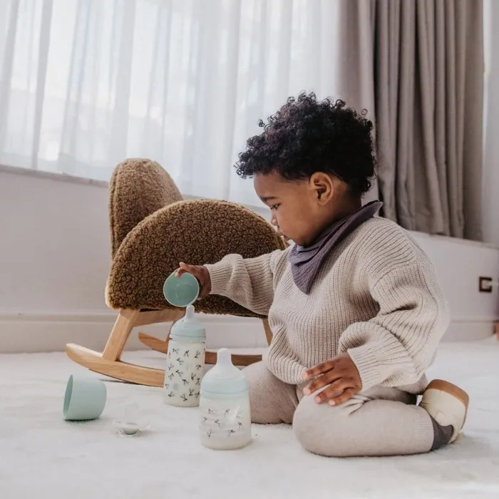 Suavinex - Set Nouveau-Né Birdies 0-6 Mois Vert - 1 Sucette SX Pro et 4 Biberons en Silicone Souple (2x150ml + 2x270ml)