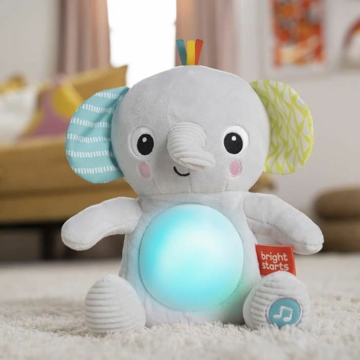 Bright Starts Peluche Éléphant Hug-a-Bye Baby avec sons et lumières