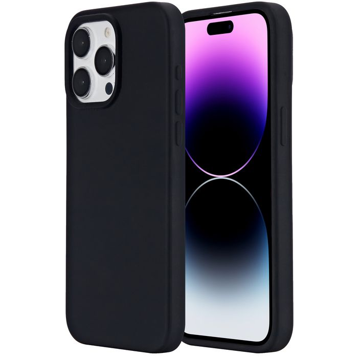 eSTUFF Coque magnétique en silicone INFINITE ROME pour iPhone 13 - Noir - Compatible MagSafe - 81% matériaux recyclés - Protection chutes 2 m