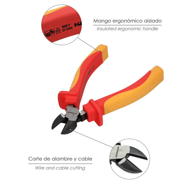WOLFPACK LINEA PROFESIONAL Pince de coupe diagonale isolée 1000V 150mm