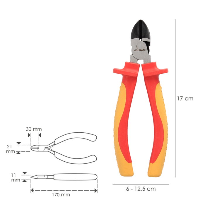WOLFPACK LINEA PROFESIONAL Pince de coupe diagonale isolée 1000V 150mm