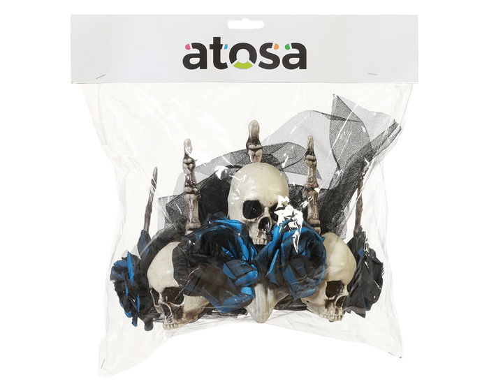 Cinta De Novia - Bandeau de mariée décoré avec des crânes et des roses noires, accessoire gothique pour Halloween et fêtes costumées