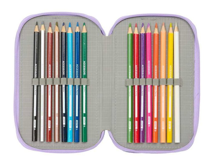 Safta Plumier triple 37 pièces - Univers Frozen - Avec 4 planches à dessin et accessoires - 12.5x19.5x5.5 cm