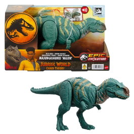 Mattel Jurassic World Wild Roar Majungasaurus HTK76 - Figurine Dinosaure avec Attaque, Rugissement et Articulations Mobiles - Jouet pour Enfants de 4 Ans et Plus