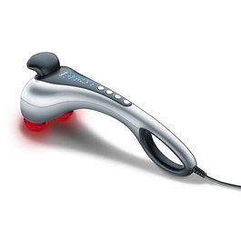 Beurer MG-100 - Appareil de Massage Infrarouge par Percussion et Pression avec 4 Programmes, 5 Vitesses - Carcasse Aluminium et Rétroéclairage Bleu