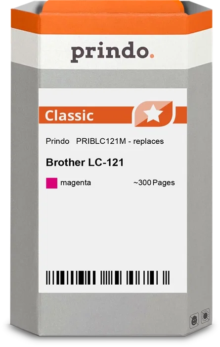 Prindo Classic Cartouche d'encre magenta compatible Brother LC121M ~300 pages Prindo Classic Cartouche d'encre magenta compatible Brother LC121M ~300 pages