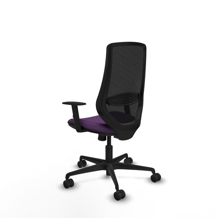 Chaise Mardos Synchro 4 positions tissu Pourpre Maille Noir Base en nylon noir Accoudoir 1D Sans appui-tête Roulettes 65mm nylon