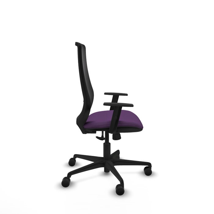 Chaise Mardos Synchro 4 positions tissu Pourpre Maille Noir Base en nylon noir Accoudoir 1D Sans appui-tête Roulettes 65mm nylon