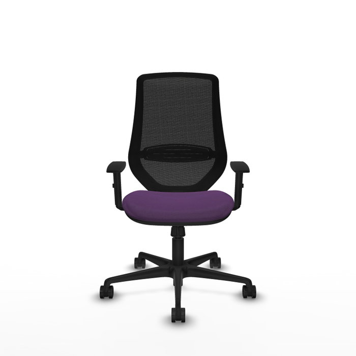 Chaise Mardos Synchro 4 positions tissu Pourpre Maille Noir Base en nylon noir Accoudoir 1D Sans appui-tête Roulettes 65mm nylon