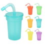 Excellent Houseware Verres avec couvercle et paille couleurs assorties 6 pièces 380 ml