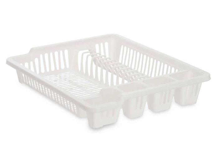 Kinvara Égouttoir à Assiettes en Plastique Blanc 46x8x37 cm (Set de 12)