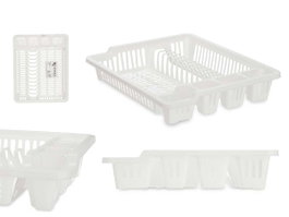 Kinvara Égouttoir à Assiettes en Plastique Blanc 46x8x37 cm (Set de 12)