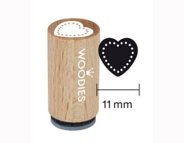 Woodies Mini Tampon Cœur 15x25mm en Bois et Caoutchouc