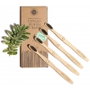 IRISANA Lot de 4 brosses à dents en bambou avec charbon actif
