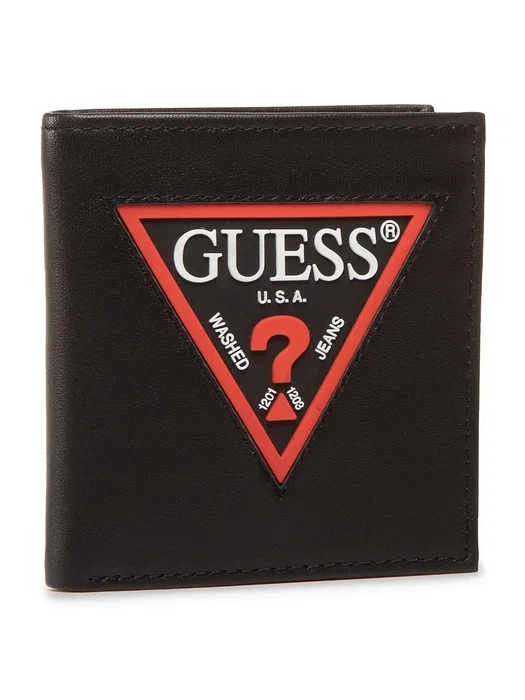 Guess Coffret Cadeau avec Porte-clés en Cuir Noir et Portefeuille Daelon Rouge/Noir