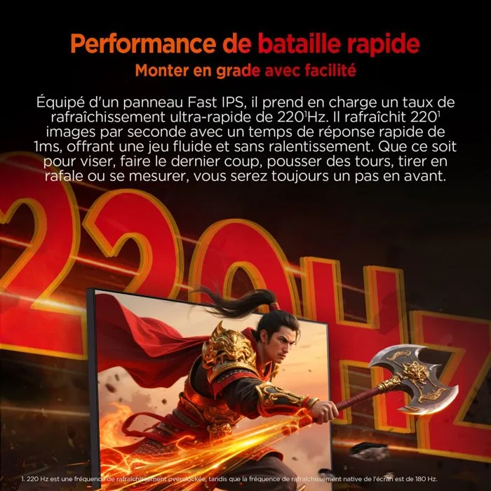 HKC G27H2DPro - Écran PC Gamer 27" QHD (2560x1440) Dalle IPS 200 Hz 1 ms - Inclinable - Ports HDMI et DisplayPort