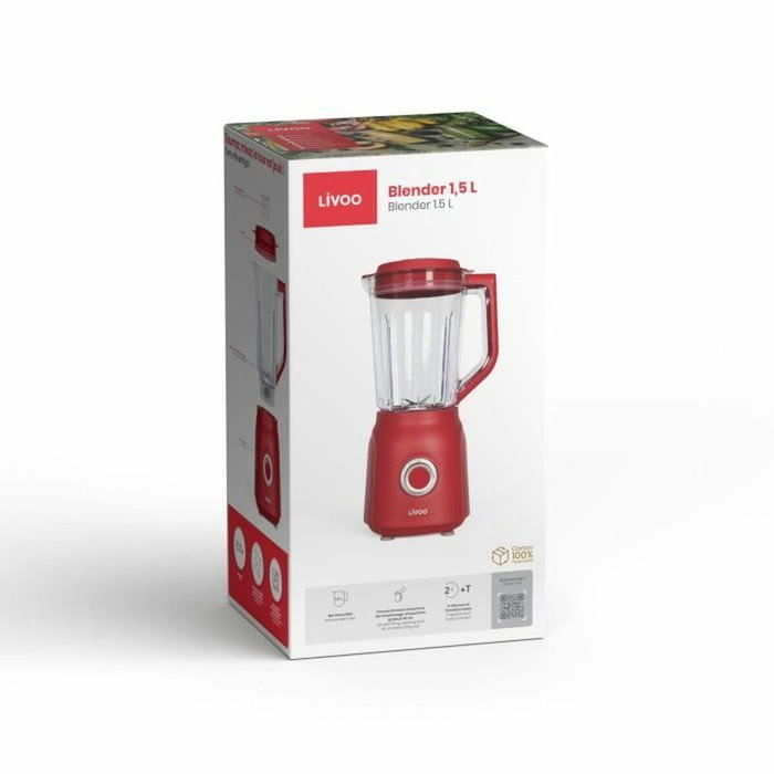 Livoo DOP242R Blender Rouge chili et transparent 1,5 L Livoo DOP242R Blender Rouge chili et transparent 1,5 L