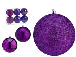 Krist+ Lot de 6 Boules de Noël Violet Diamètre 12 cm (Set de 6)