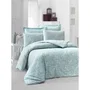 Parure de lit Satin King 1 housse de couette 220 x 240 cm + 2 taies 60 x 60 cm, satin 100% coton 210 fils, couleurs menthe et blanc