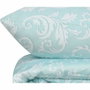 BigBuy Home Parure de couette Satin King Menthe et Blanc - 220 x 240 cm, 3 pièces