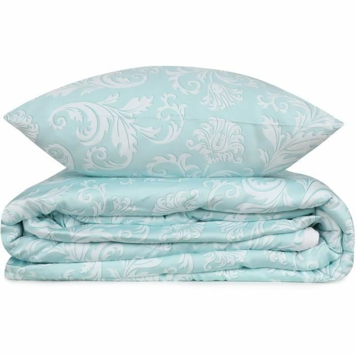 BigBuy Home Parure de couette Satin King Menthe et Blanc - 220 x 240 cm, 3 pièces BigBuy Home Parure de couette Satin King Menthe et Blanc - 220 x 240 cm, 3 pièces