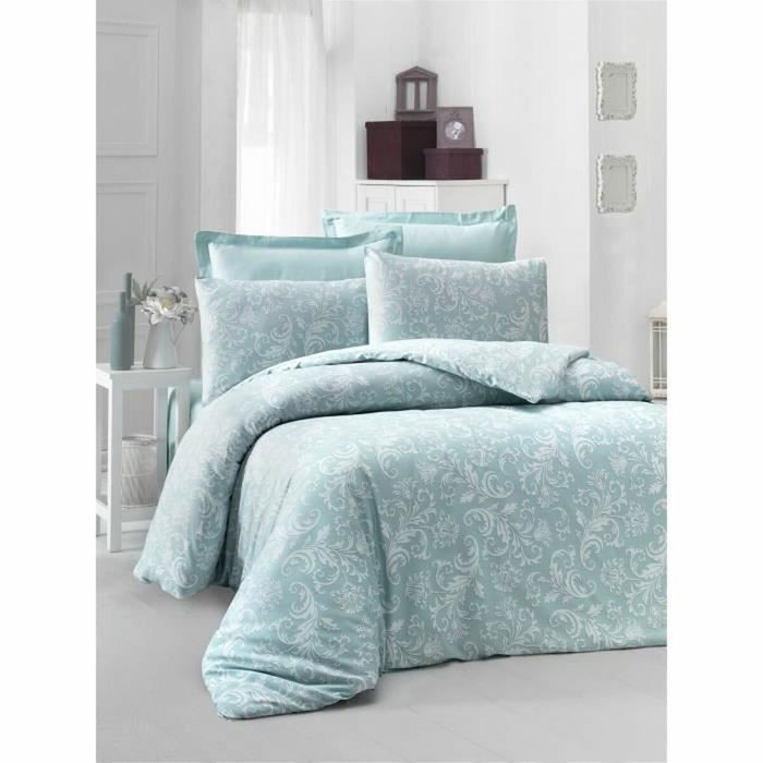 BigBuy Home Parure de couette Satin King Menthe et Blanc - 220 x 240 cm, 3 pièces BigBuy Home Parure de couette Satin King Menthe et Blanc - 220 x 240 cm, 3 pièces