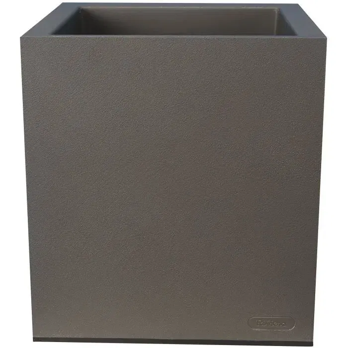 Riviera - Pot de fleurs double paroi avec réserve d'eau Granit 29.5 x 29.5 x 33.5 cm Gris - Fait en France, 100% recyclable