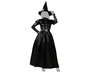 Déguisement Adulte Sorcière Classique Noir avec Chapeau et Ceinture, Taille XXL - Robe Satinée pour Halloween, Fêtes et Carnaval