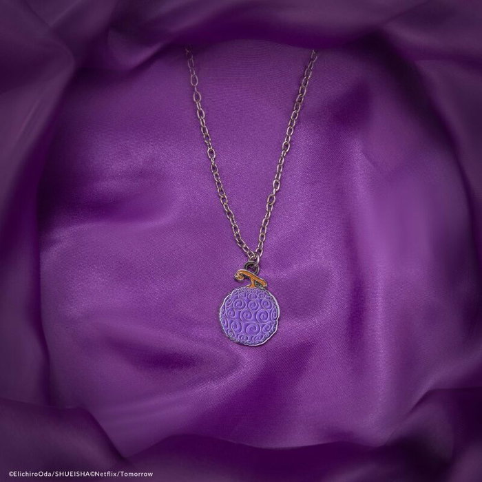 Cinereplicas Collier One Piece Fruta Gomu en Alliage de Zinc - Pendentif 2x2,6 cm, Chaîne 70 cm