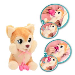 Imc Toys Peluche chiot Baby Paws Yummy Shiba Inu avec biberon et sac de transport
