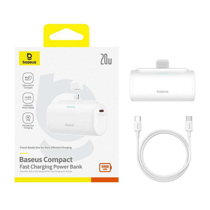 Baseus Powerbank P10068307213-00 Blanc 5000 mAh Baseus Powerbank P10068307213-00 Blanc 5000 mAh