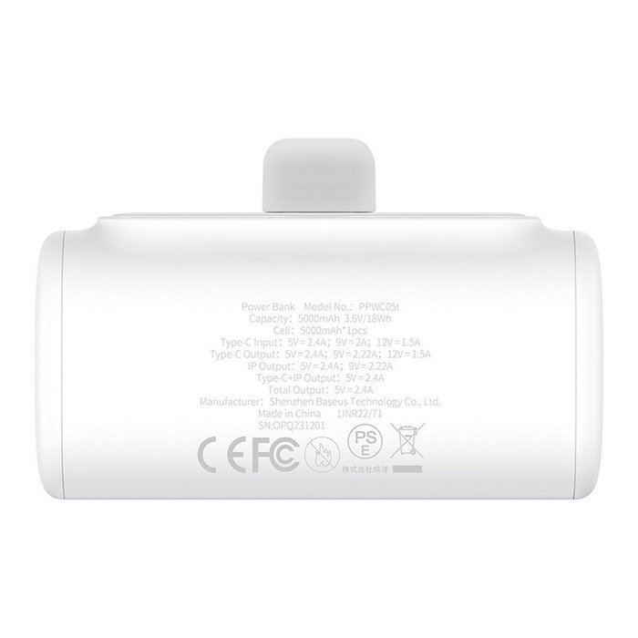 Baseus Powerbank P10068307213-00 Blanc 5000 mAh Baseus Powerbank P10068307213-00 Blanc 5000 mAh