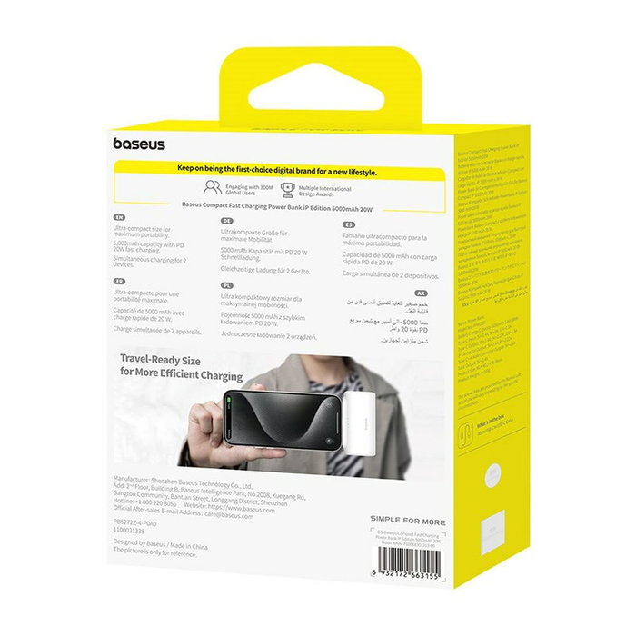 Baseus Powerbank P10068307213-00 Blanc 5000 mAh Baseus Powerbank P10068307213-00 Blanc 5000 mAh