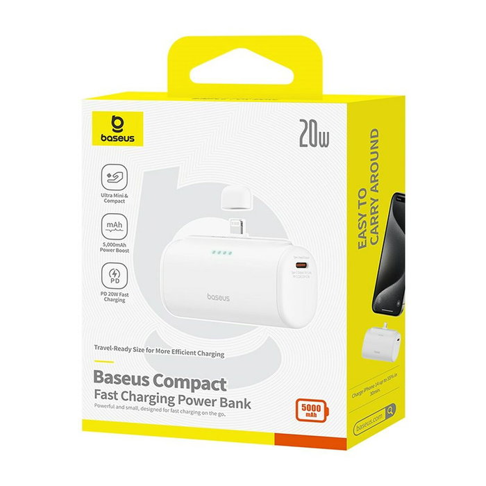 Baseus Powerbank P10068307213-00 Blanc 5000 mAh Baseus Powerbank P10068307213-00 Blanc 5000 mAh