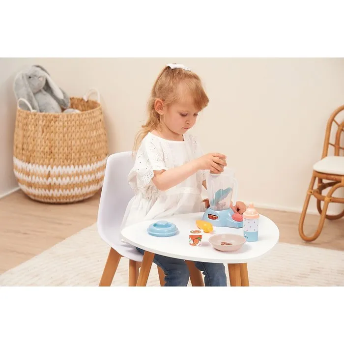 Ecoiffier - Valisette Repas de Bébé - 8 Accessoires - Robot Mixeur, Biberon, Assiette, Cuillère - Jeu d'Imitation - Dès 18 Mois - Fabriqué en France