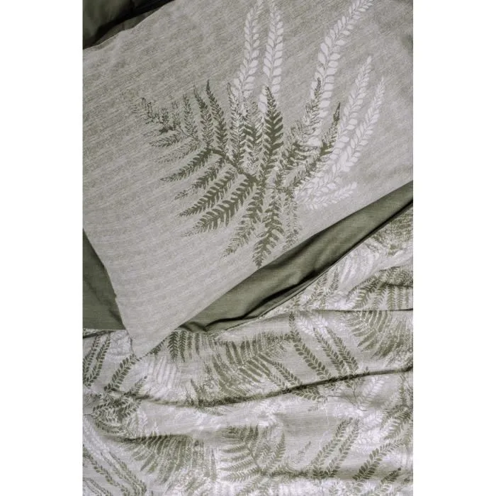 Parure de lit 1 housse de couette 220 x 240 cm + 2 taies 60 x 60 cm - Coton renforcé kaki - 145 fils - 100% coton