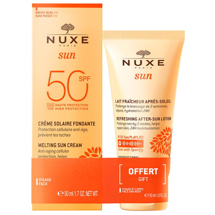 Nuxe - Set de Soins Solaires Visage & Corps : Crème Solaire Visage Haute Protection SPF 50, 50 ml & Lotion Après-Solaire Hydratante, 50 ml Nuxe - Set de Soins Solaires Visage & Corps : Crème Solaire Visage Haute Protection SPF 50, 50 ml & Lotion Après-Solaire Hydratante, 50 ml