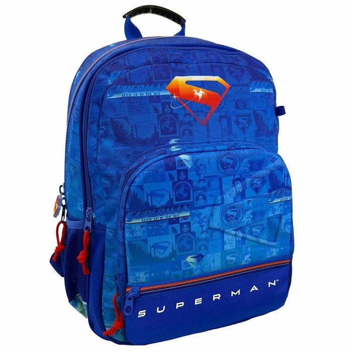 CYP BRANDS Sac à dos Superman DC Comics 43 cm adaptable - 35x19x43 cm avec dos aéré rembourré, 3 compartiments et poche latérale pour bouteille