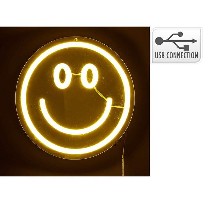 Basics Luz led neón decorativa carita - espejo, 20 x 20 cm Basics Luz led neón decorativa carita - espejo, 20 x 20 cm